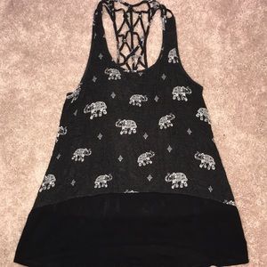 Black elephant print blouse